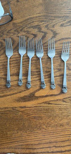 Vtg Lot of 6 Dinner Forks Natiinal Stainless King Eric OBO