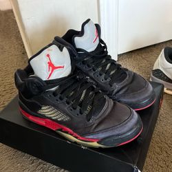 Jordan 5s Red And Black Satin 
