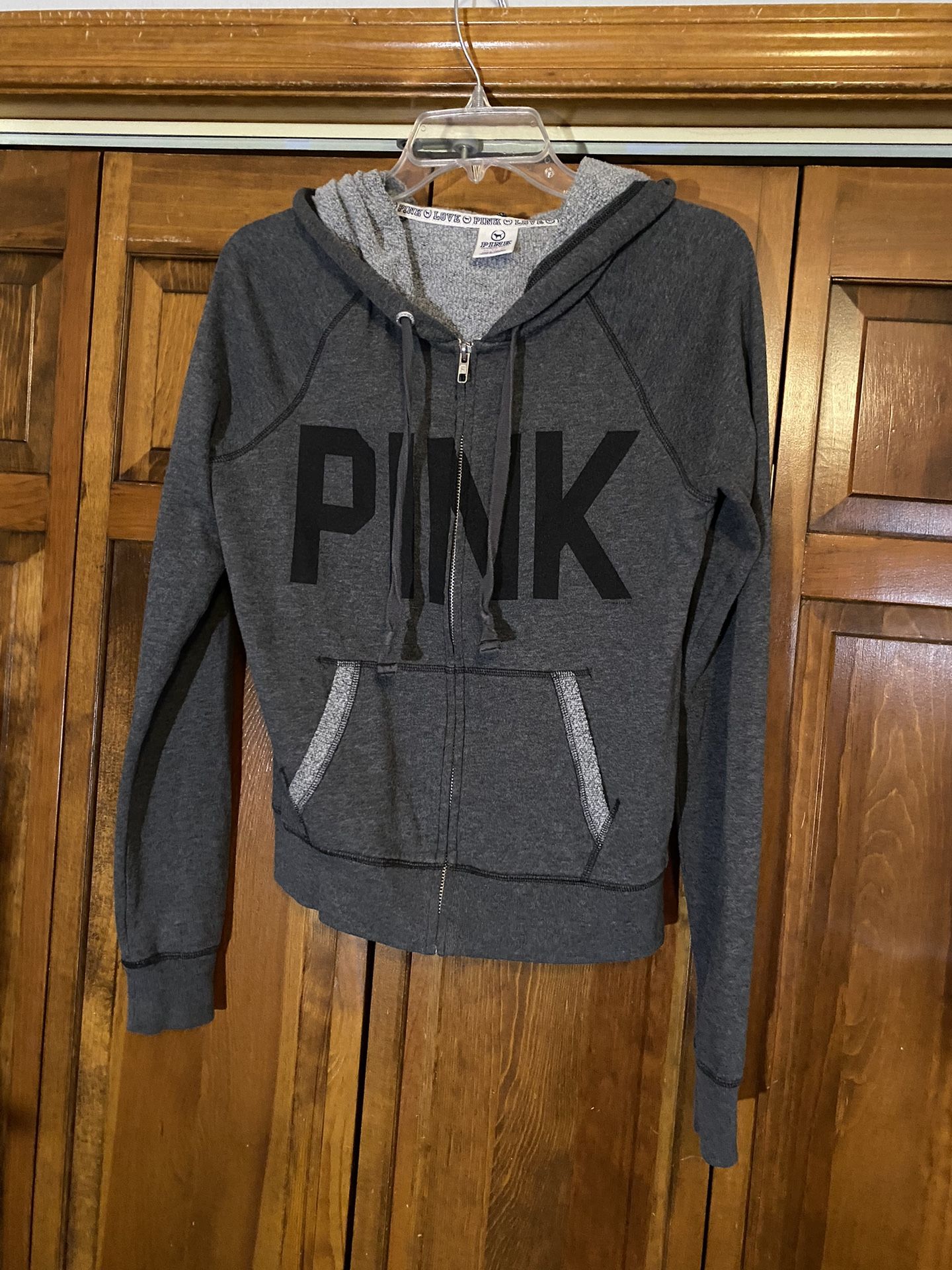 Women’s Victoria’s secret’s pink full zip gray hoodie size xs