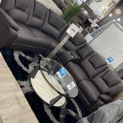 Brown Leather Sectional Available In Black And Dark Gray