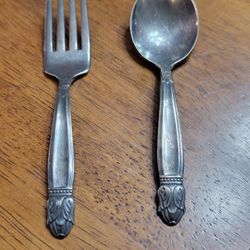 Antique Silver Plated Baby Spoon/Fork