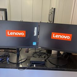 Dual 22” Lenovo ThinkVision Monitors + Dock