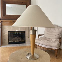 Mid Century Wood And Metal Lamp