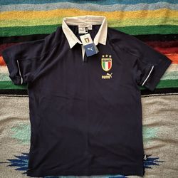 Vintage NWT Puma Italia Italy Polo Shirt Navy Men’s Sz. XL