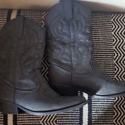 Charcoal Black Womens Cowboy Boots Sz 8