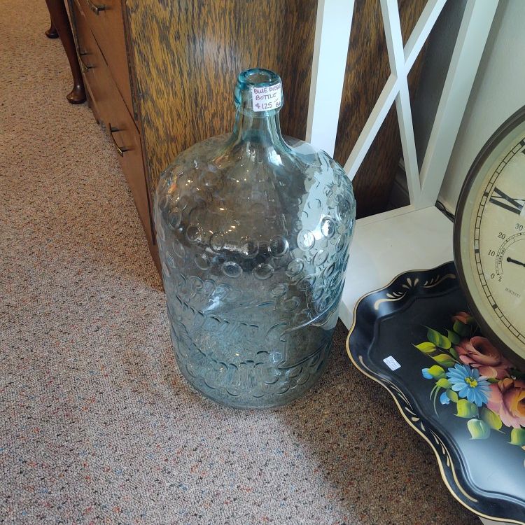 Beautiful Blue Bubble Glass Large Jug *Hollywood Mineral Water*
