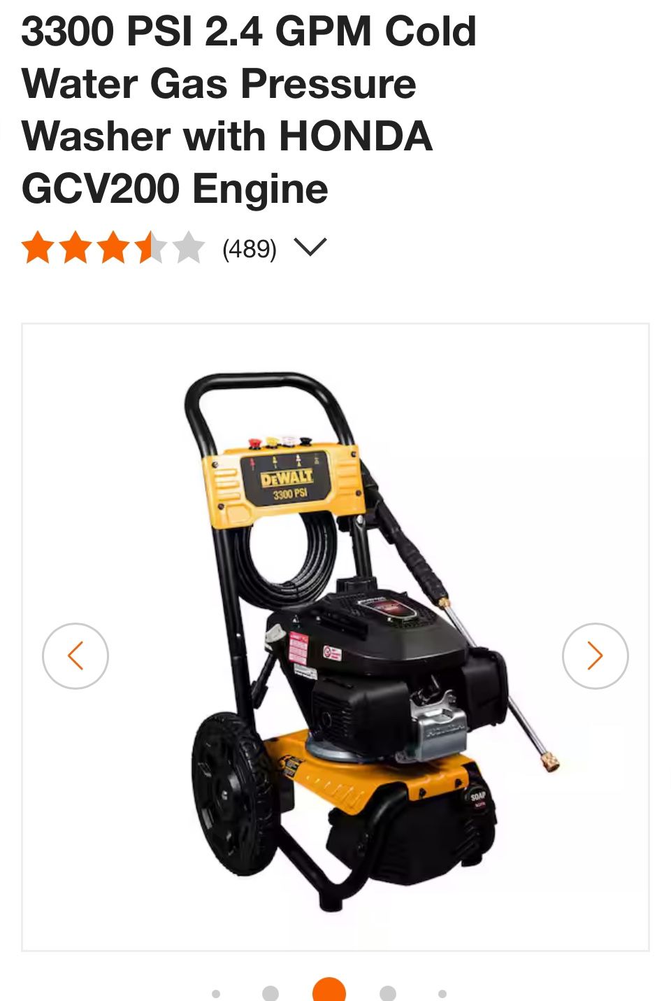 Presure Washer Dewalt 3300psi Powered By Honda !!
