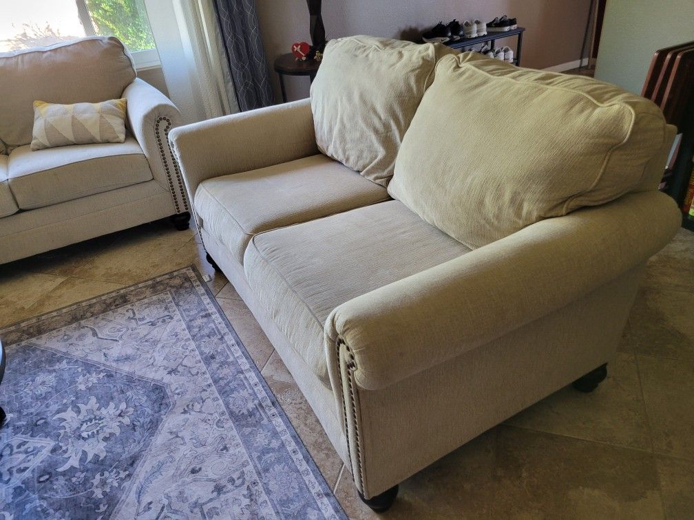 Beige Couch And Love Seat