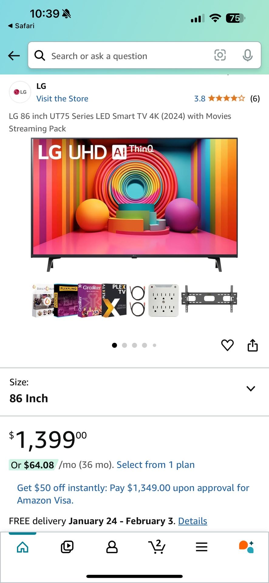 LG 86 in UT75 series Smart Tv