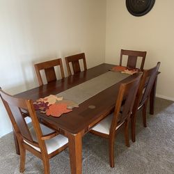 Solid Wood Dining Table and Six Chairs