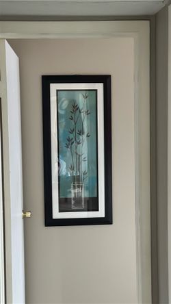 Teal floral painting wall art