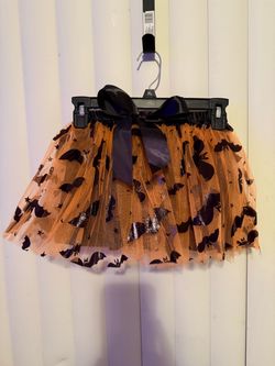 Halloween Tutu Skirt Orange Black Bat Print XL