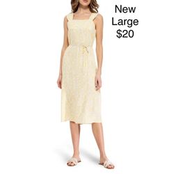 Bobeau Yellow Print Maxi Dress Large