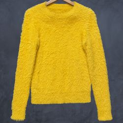 Mohair Sweater Fuzzy Knit Pullover Crewneck Japanese