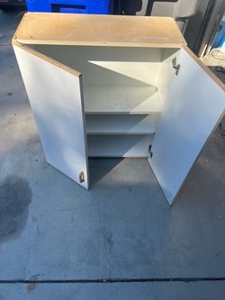 White Two-Door Storage Cabinet with Shelves