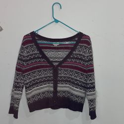 Lands End Canvas Cotton/Wool/Angora Knit Cardigan Size Small