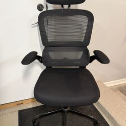 Brand New Black Mesh Tall Back Ergonomic Office Chair w/Flip Up Armrests & Adjustable 3D Lumbar 