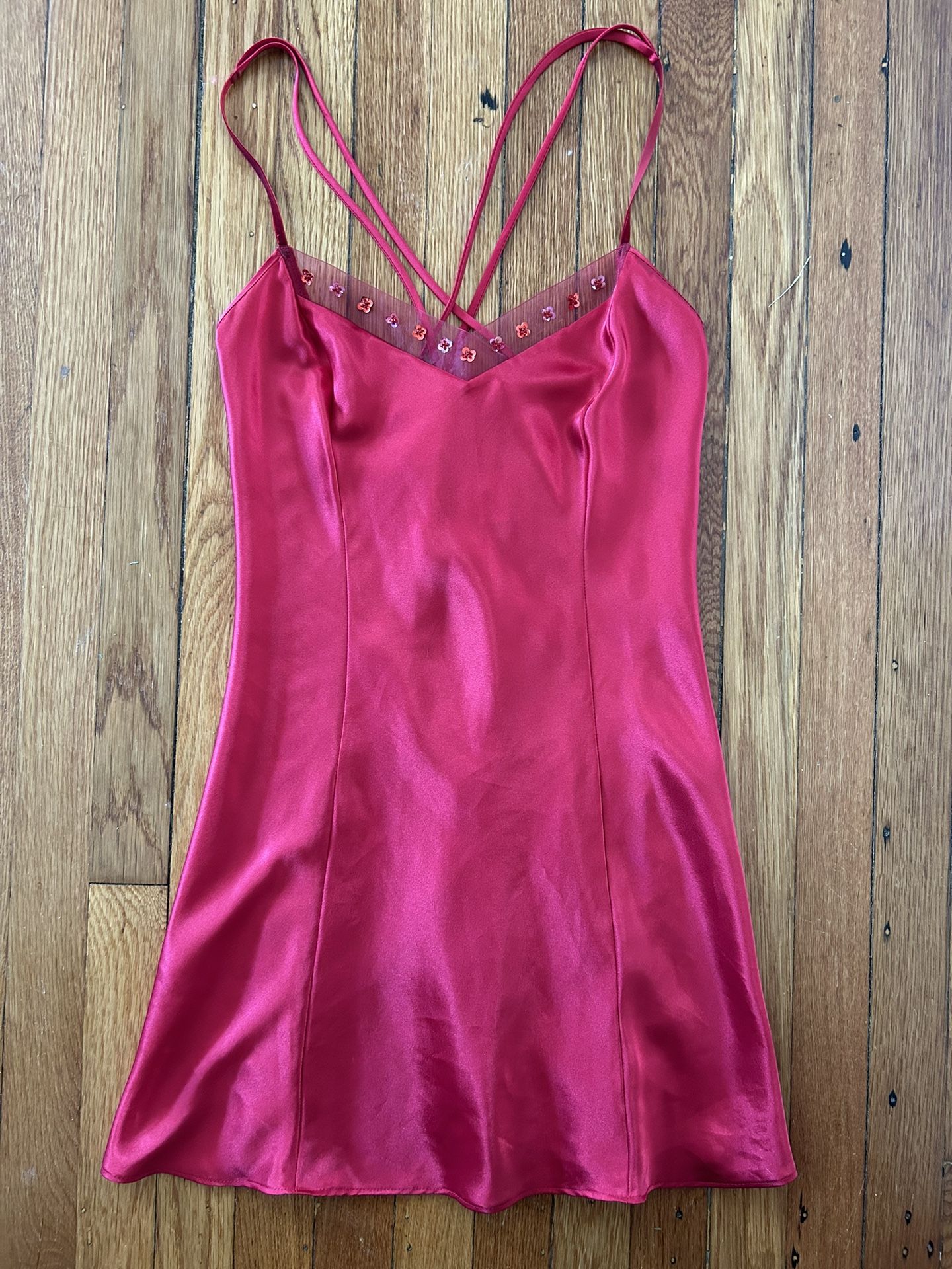 Flower sequin red dress medium