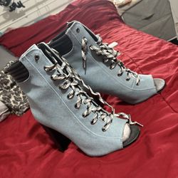 Denim Heel Boots