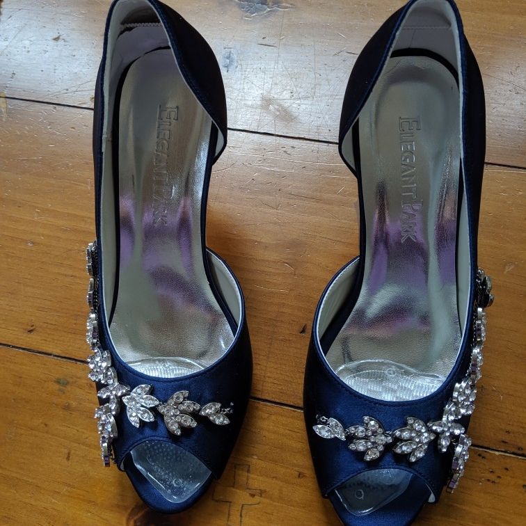  Evening Or Wedding Shoes In Navy, Size 6