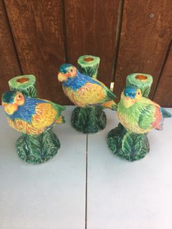 Parrots Candle Holders