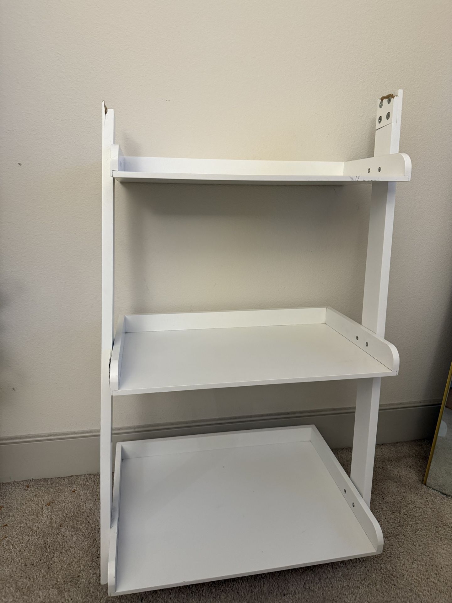 3 Tier White Shelves (with some damage)