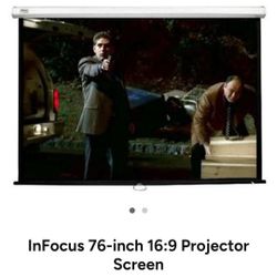 76" Projector Screen. Mounts On Wall Or Ceiling.  Easy Pull Down