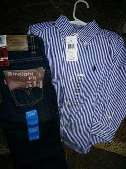 Brand new toddlers ralph lauren polo shirt size 3t and Levi straight fit jeans brand new size 4 both items for $40