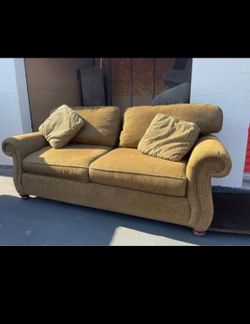 caramel loveseat couch