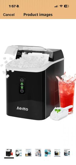 Nugget Ice Maker Countertop, 42lbs/24H Ice Machine with 1.5L Water Tank, Rapid Ice Release in 6 Mins, Self-Cleaning Pebble Ice Maker with Basket and S