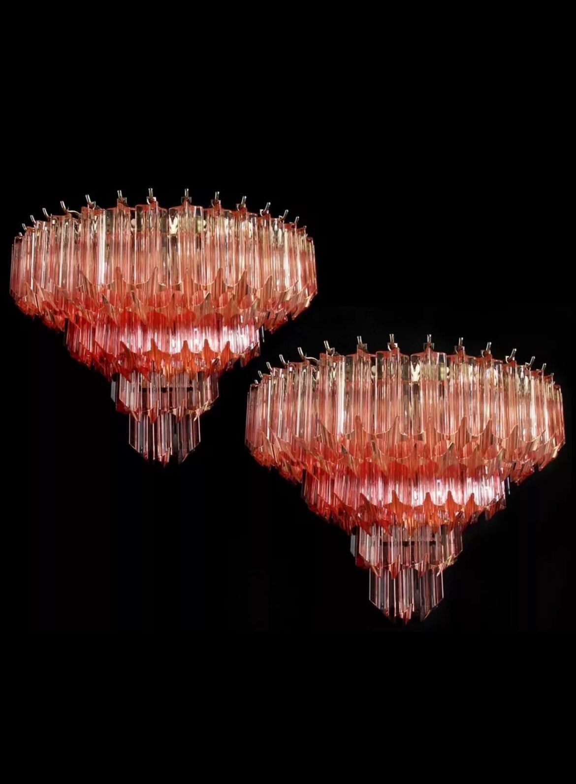 Pair of vintage Murano wall sconce – 63 pink quadriedri