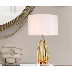 {ONE} Lucas + McKearn Table Lamp. Overall: 25'' H X 14'' W X 14'' D. Color: amber. MSRP: $738. Our price: $403 + Sales tax 
