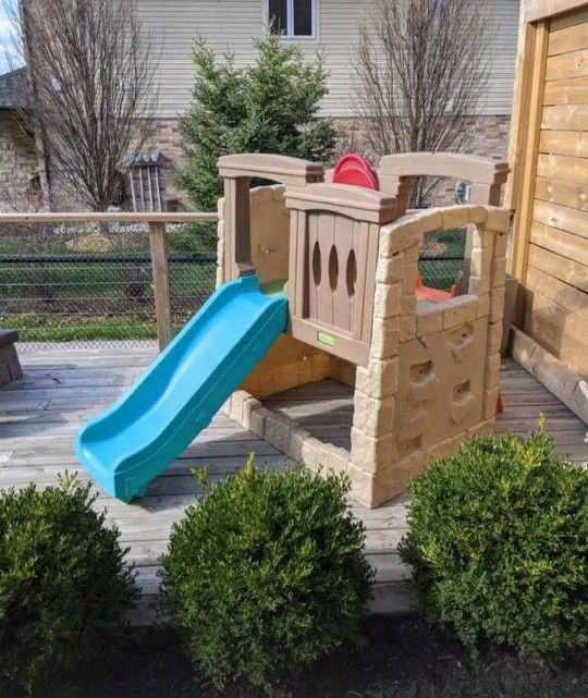 Slide Play Set With Climb Wall For Toddlers 