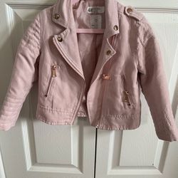 H&M Pink Faux Leather Jacket 3-4Y