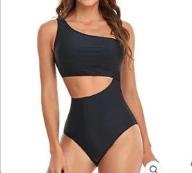 Yonique One Shoulder One Piece Swimsuit  X-SMALL