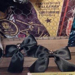 Black Bow Skull Clips Hand Made By Sara Bean 