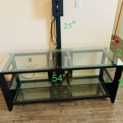 Glass TV Stand With 3 Shelves 
