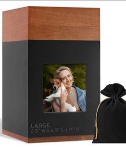 Timeless Walnut Wood Urn with Picture for Ashes Adult Male & Female – Handcrafted Cremation Urn for Human Ashes – Keepsake Box & Memorial Keepsake - L