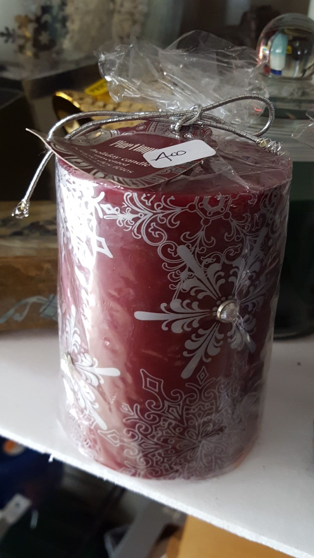 Pier I holiday pillar candle