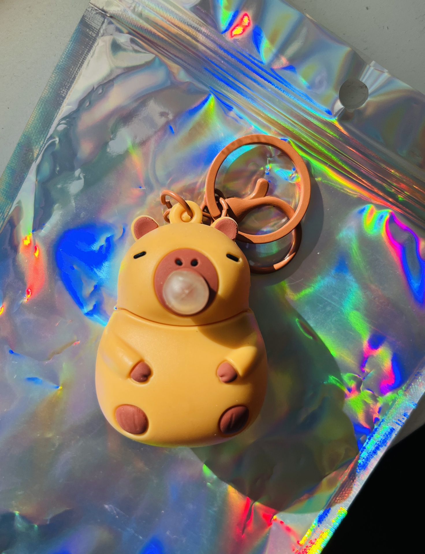 Capybara Blowing A Bubble Keychain