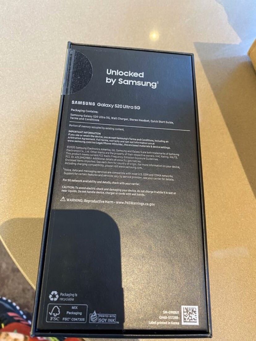 Samsung galaxy S20 ultra 5G unlocked brand new gray