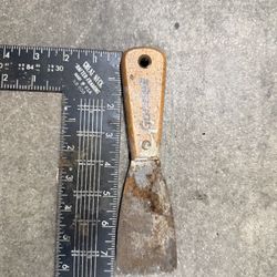 vintage wood-handled putty knife scraper, 