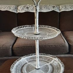 Claude &Eef Two-Tier  Iron and Glass Dessert Tray