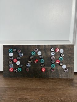 Handmade bottle cap bar sign