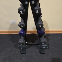 2lb Thru 15lb Neoprene Dumbbell Set With Rack 