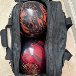 2 Black Widow Bowling Balls Aggressive With Bag.