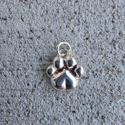 Sterling Silver 925 Paw Print Charm Pendant – Pet Lover Jewelry, 1.92g