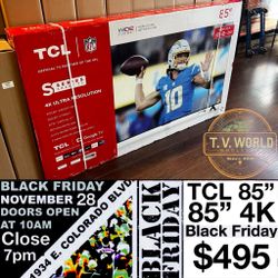 85 INCH TCL S SERIES SMART 4k TVS BLACK FRIDAY TV SALE TVS DJI X BOX SUPERBOX VSEEBOX TV SALE 