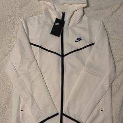 white Nike Sportswear Tech Fleece Full-Zip Hoodie.