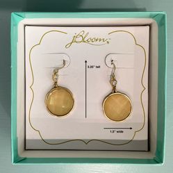 Pair of Brand New J. Bloom Gold with Clear Stone Pierced Earrings in Box